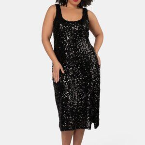 Ava & Viv Black Sequin Midi Dress